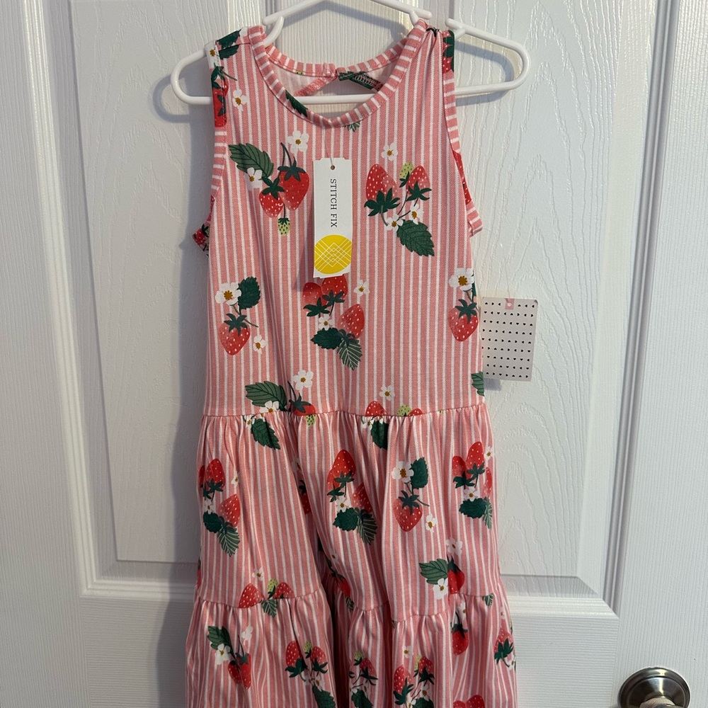 NWT-Charming Pink Dress with Strawberry Print